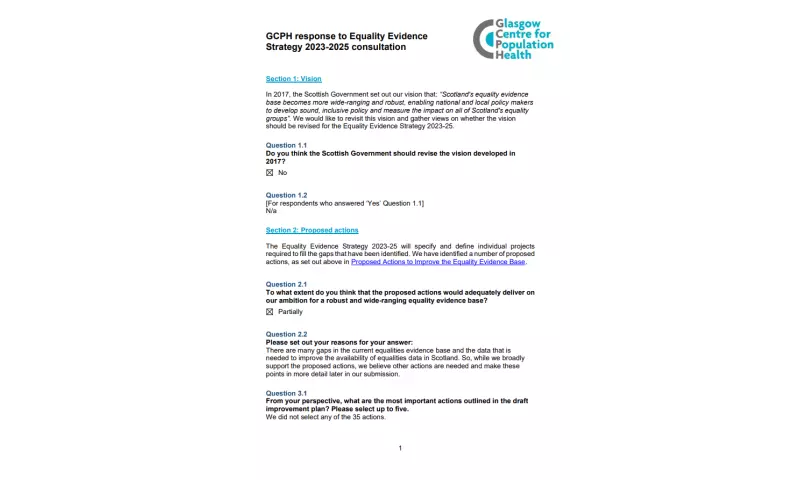 GCPH Response - Consultation on the Equality Evidence Strategy 2023-2025