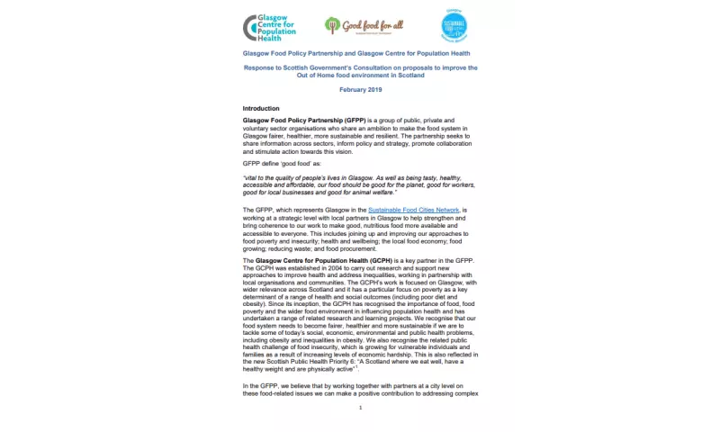 GCPH and GFPP response - Out of Home food environment