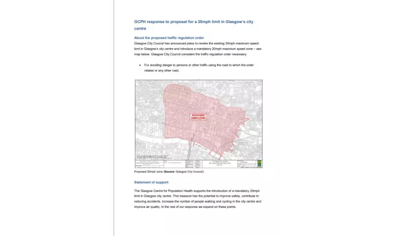 GCPH response City Centre Mandatory 20mph Zone 