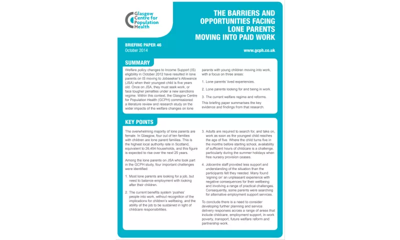 BP 46 Barriers and opportunities facing lone parents moving into paid work