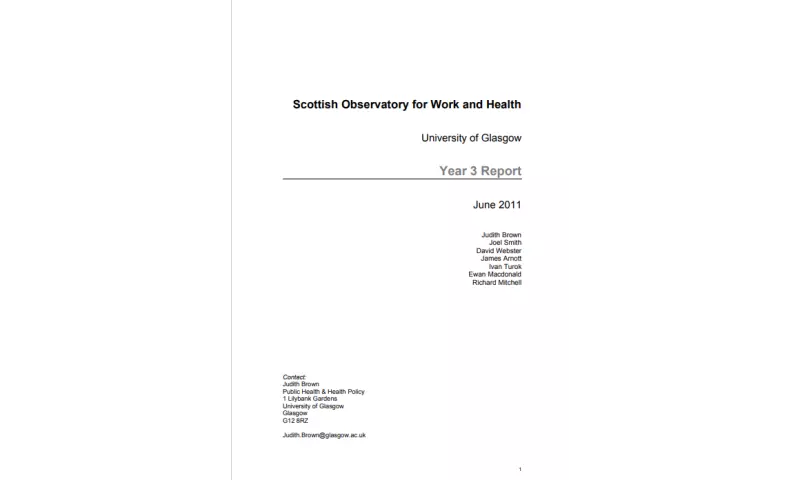 Scottish Observatory for Work and Health - year 3 annual report