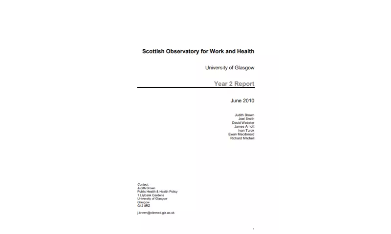 Scottish Observatory for Work and Health - year 2 annual report 