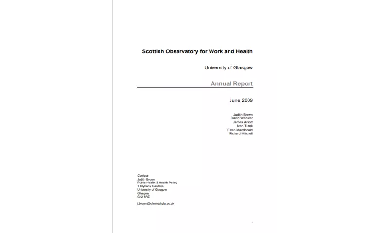Scottish Observatory for Work and Health - year 1 annual report