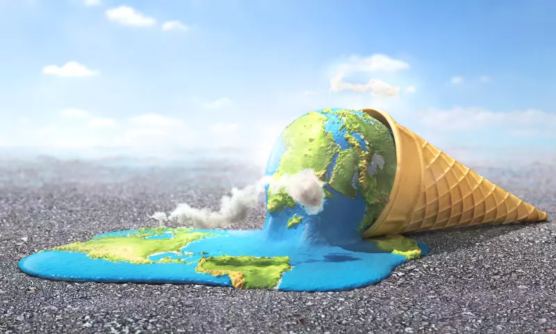 Climate change melting earth