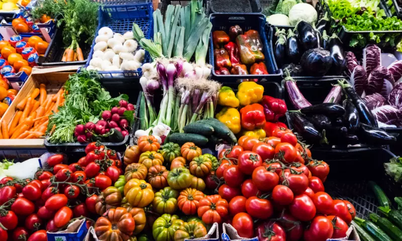 Vegetables in a supermarket.